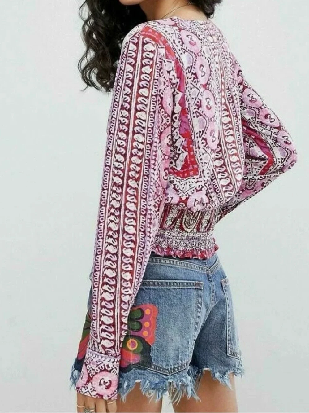 Free People Wild & Free Paisley V-Neck Crop Top M
